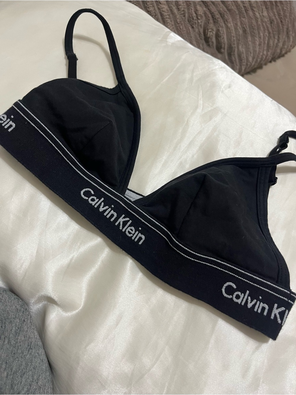 Calvin Klein Black Bralette with White Logo Band